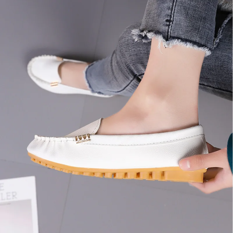 Women Ballet Shoes Flats Cut Out Leather Breathable Boat Ballerina Ladies Slip on Woman Shallow | Обувь