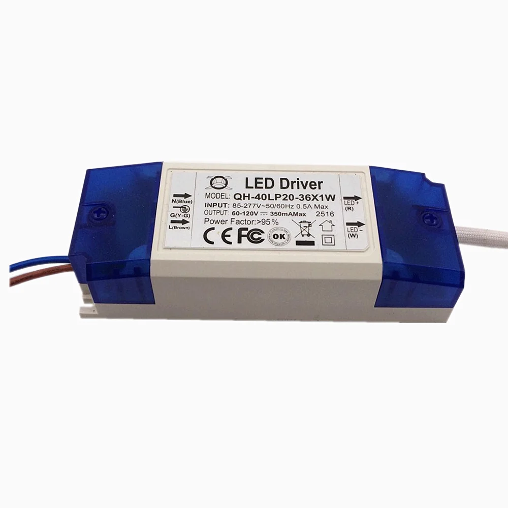 2 шт. 20 Вт 30 40 светодиодный драйвер 36x1W 350mA DC60 120V высокое Мощность Powr питания для