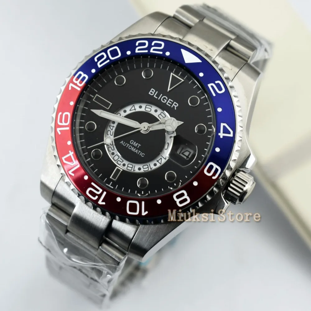43 мм D'origine черный montre mode pour Top marque automatique multifoncments homme календириор мужские