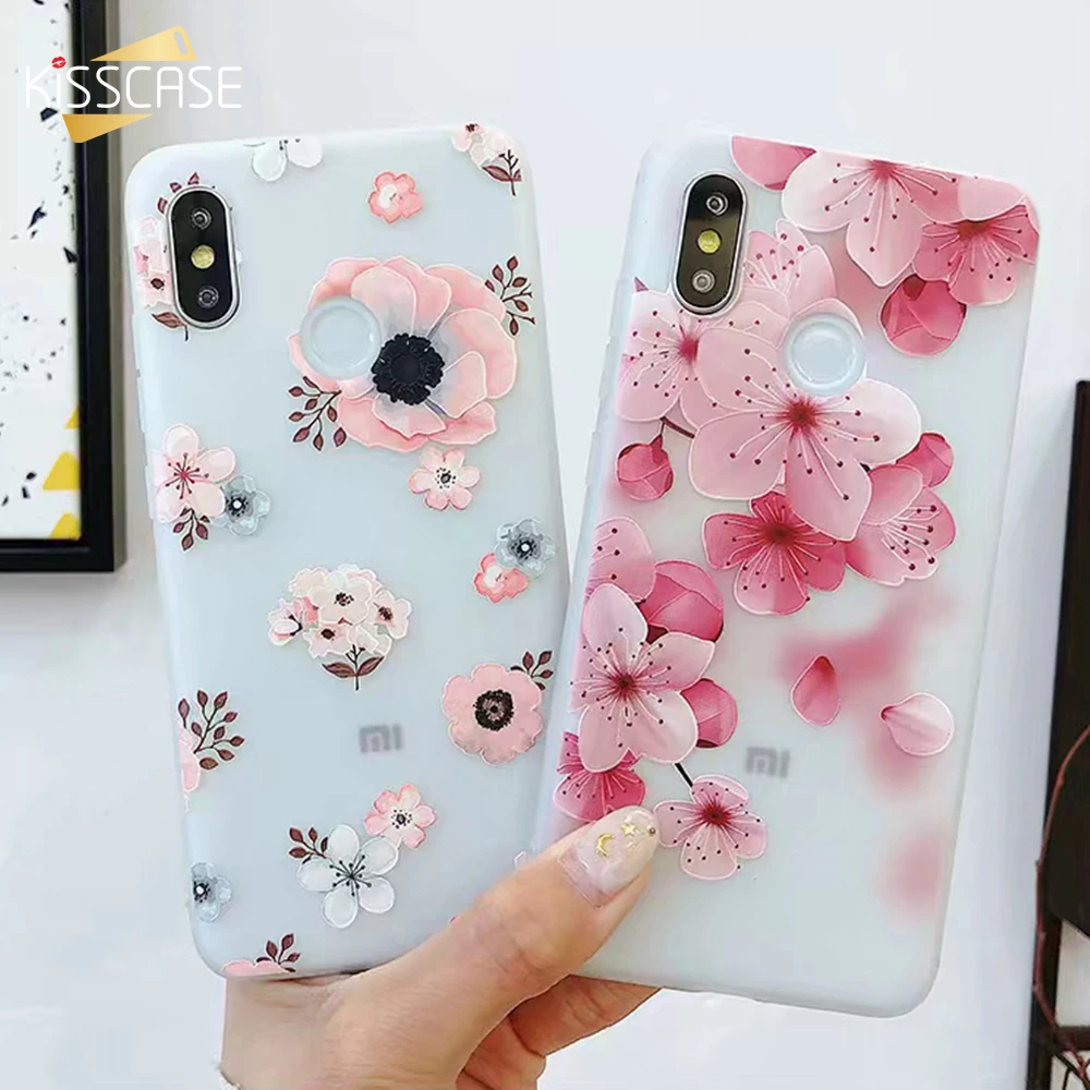 Роскошный чехол KISSCASE с объемным цветочным рисунком для Xiaomi Mi A1 A2 Lite Mix 2 2S Emboss Flower