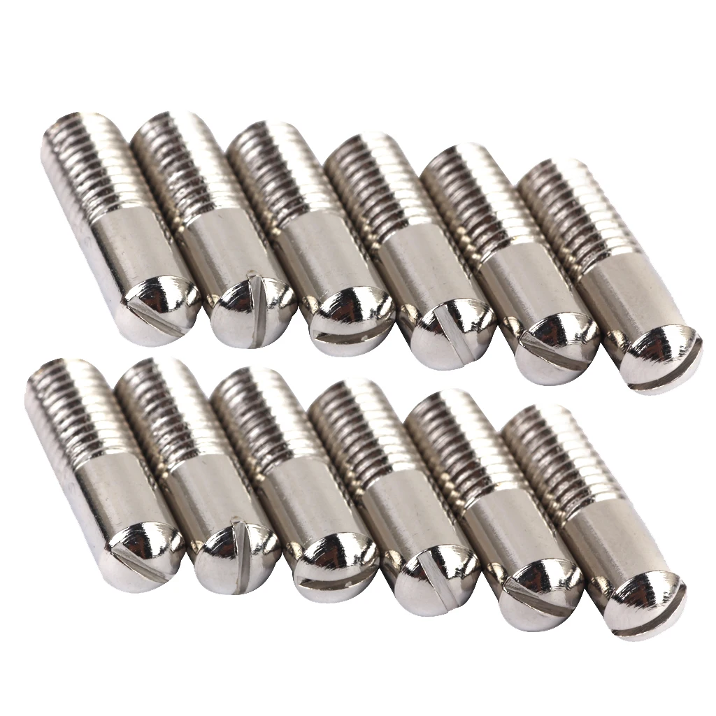 

12Pcs 5mm x 18mm Chrome Plated Steel Humbucker Pickup Pole Piece Screws Replacement Part 3/4'