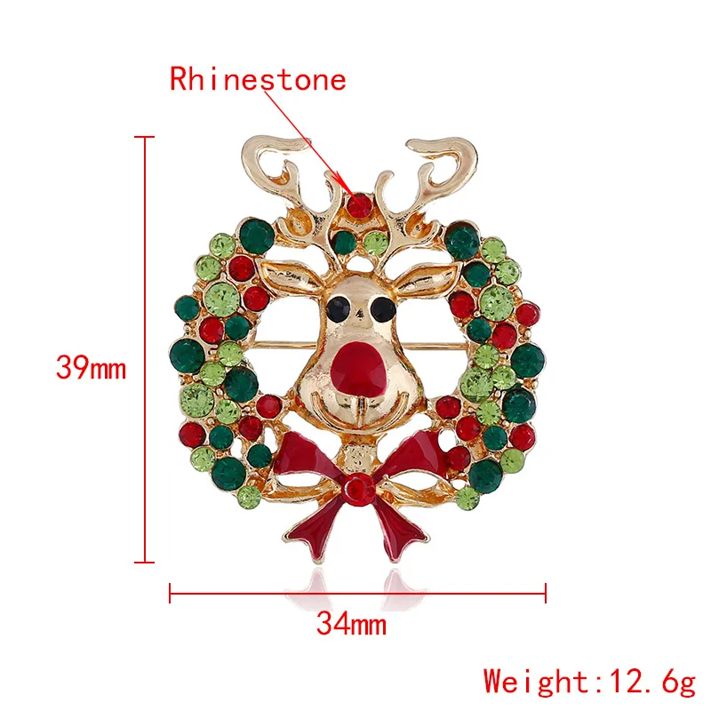 Fashion Cute Brooch Christmas Style Bell Tree Floral Brooches for Women Alloy Rhinestone Classic Broche Vintage Gift Pin | Украшения и