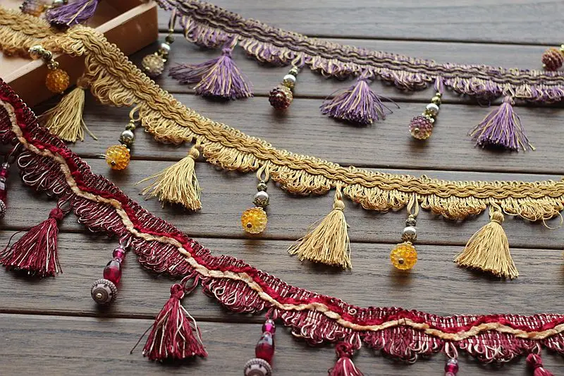 Роскошные винтажные занавески из полиэстера шелка кружева 10 см кисточки