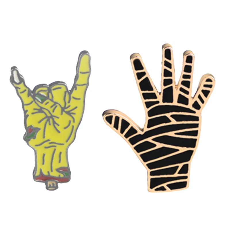 Эмалированные броши в стиле панк значки на лацкан с жестом черного дьявола