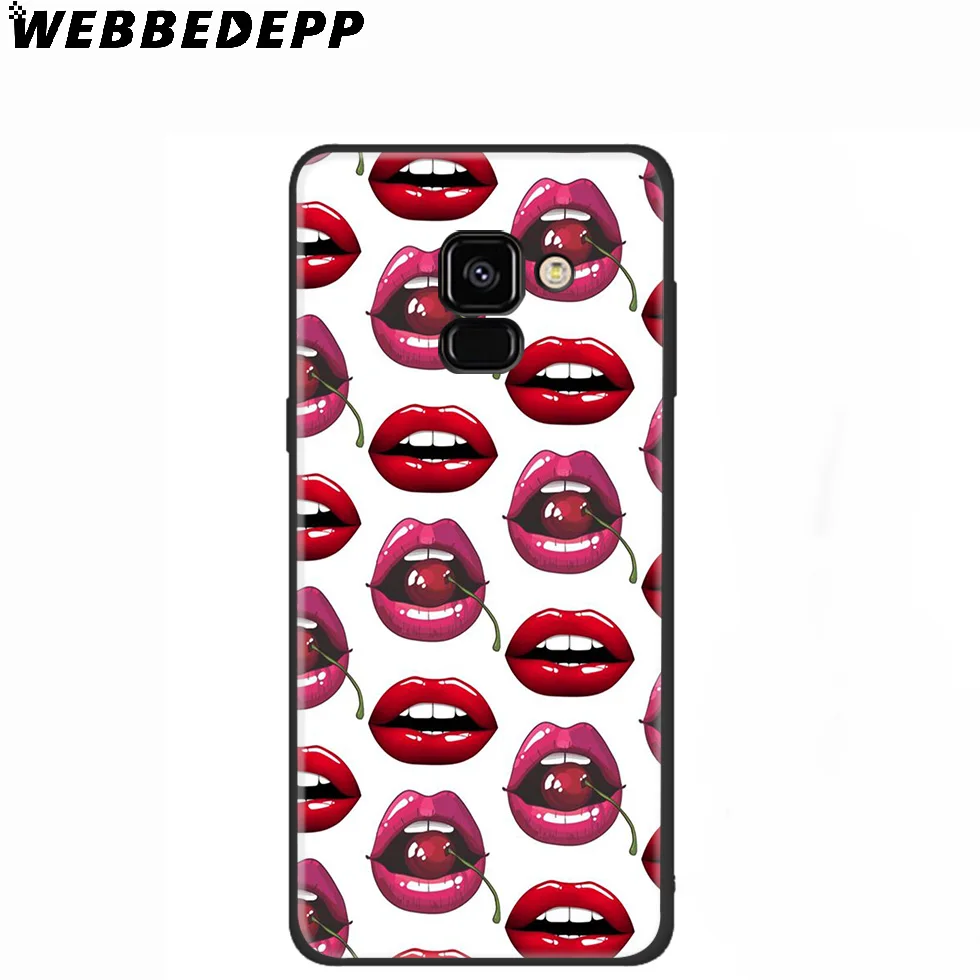 WEBBEDEPP Red Sexy Lips girl Silicone Case for Samsung Galaxy A3 A5 A6 A7 A8 A9 A10 A20 A30 A40 A50 A70 M10 M20 M30 |