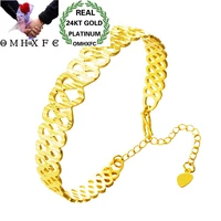 omhxfc wholesale european fashion hot woman female party birthday wedding mother gift lucky eight heart 24kt gold bangle be309