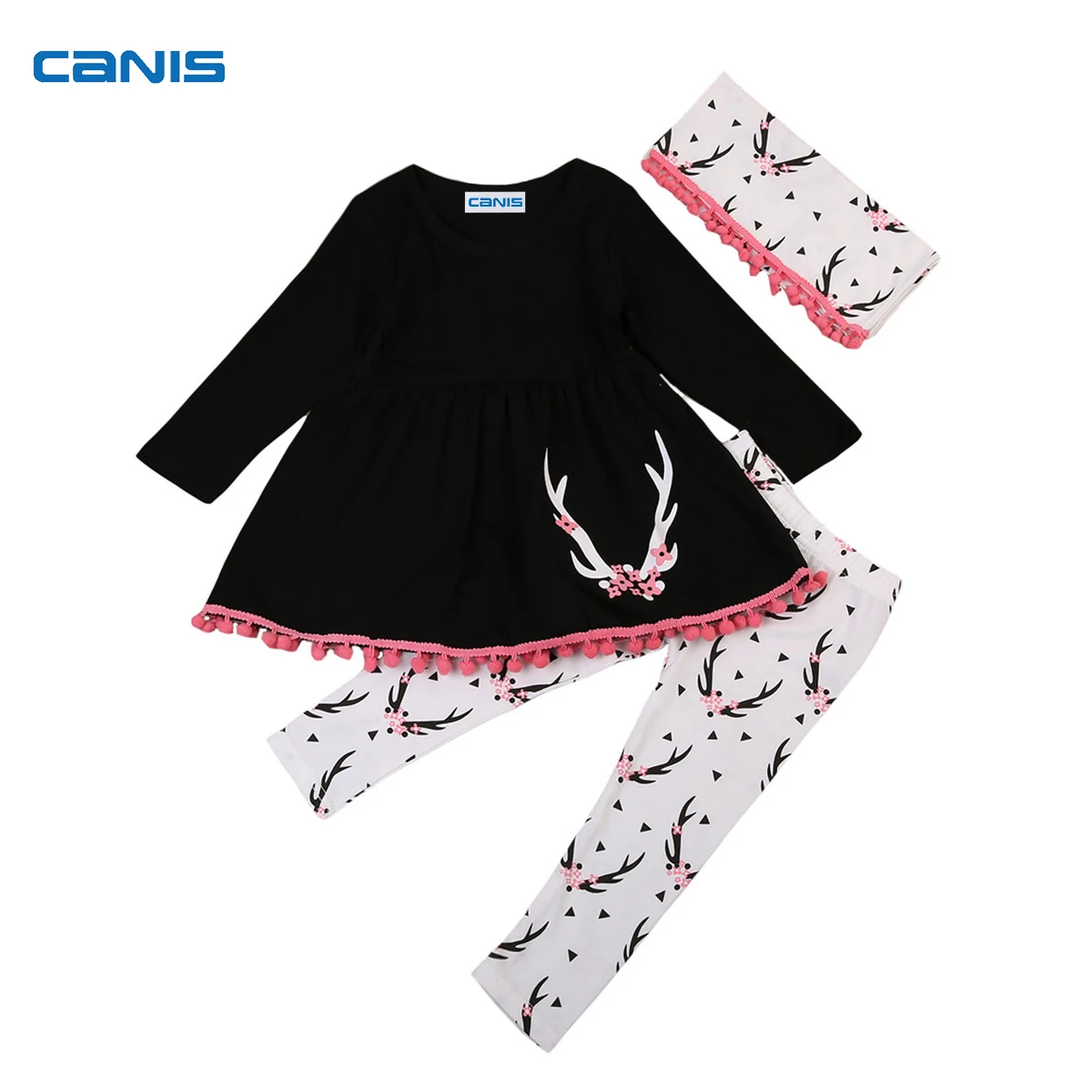 Милая одежда для маленьких девочек из 3 предметов платье мини-кисточка + штаны с