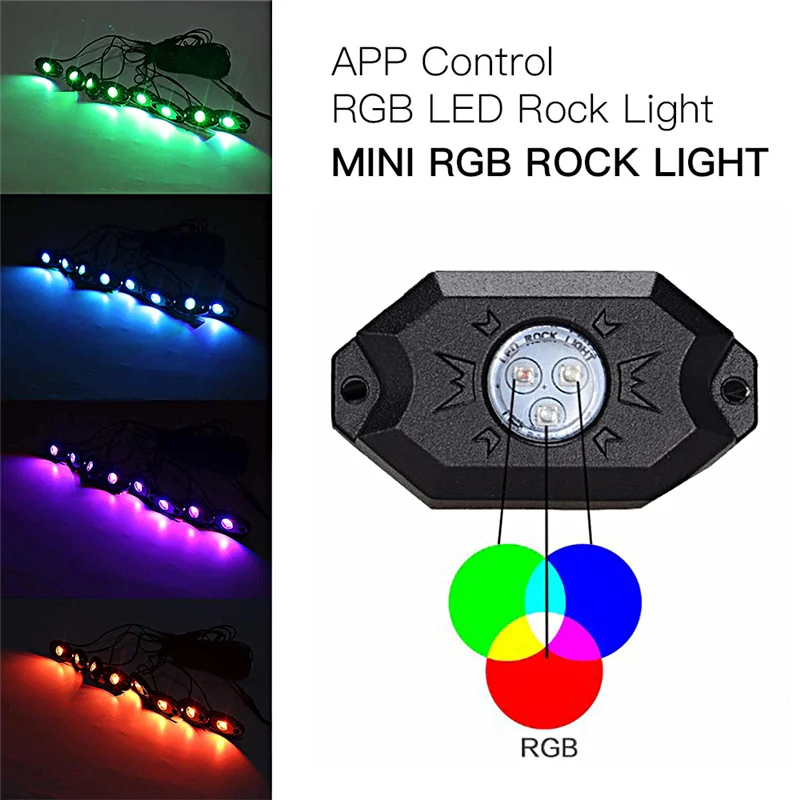 H2CNC RGB светодиодный Pod Рок Огни Bluetooth многоцветный приложение неоновые IP67 светодиодный светильник комплект 4/6/8 накладки для Jeep грузовых автомобилей ATV внедорожник автомобиль Лодка