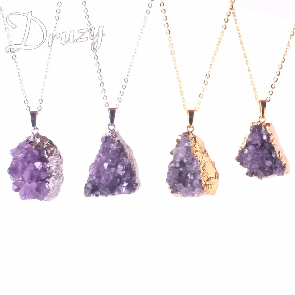 Цепочка с подвеской из натурального аметиста 1 шт.|quartz geode|stone pendantstones healing |