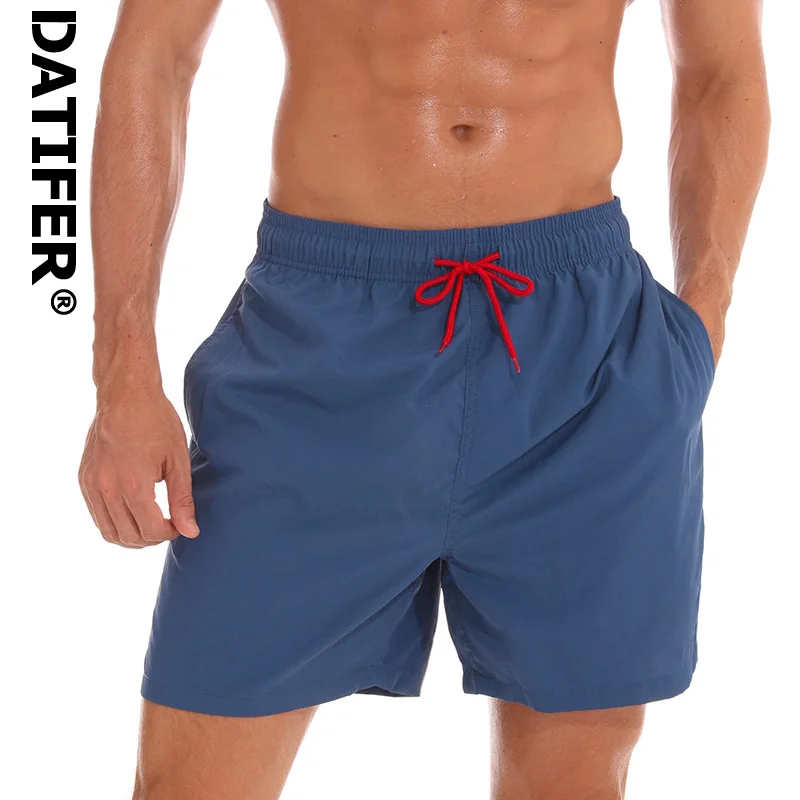DATIFER, мужские пляжные шорты для плавания, сёрфинга, Maillot De Bain, спортивные мужские пляжные шорты, бермуды, одежда для плавания - Цвет: Light navy