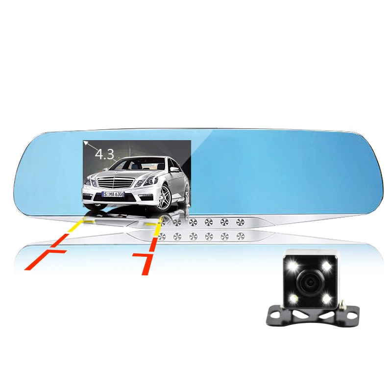 Двойной объектив камеры автомобиля зеркало заднего вида авто DVRs автомобили