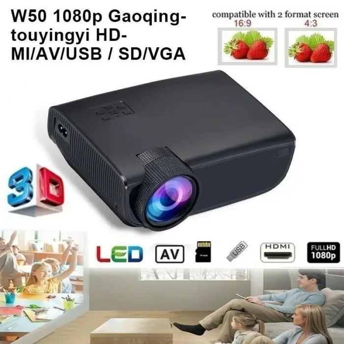 1080P 3D 4K Full HD светодиодный проектор для домашнего кинотеатра для Android/IOS(бесплатный подарок