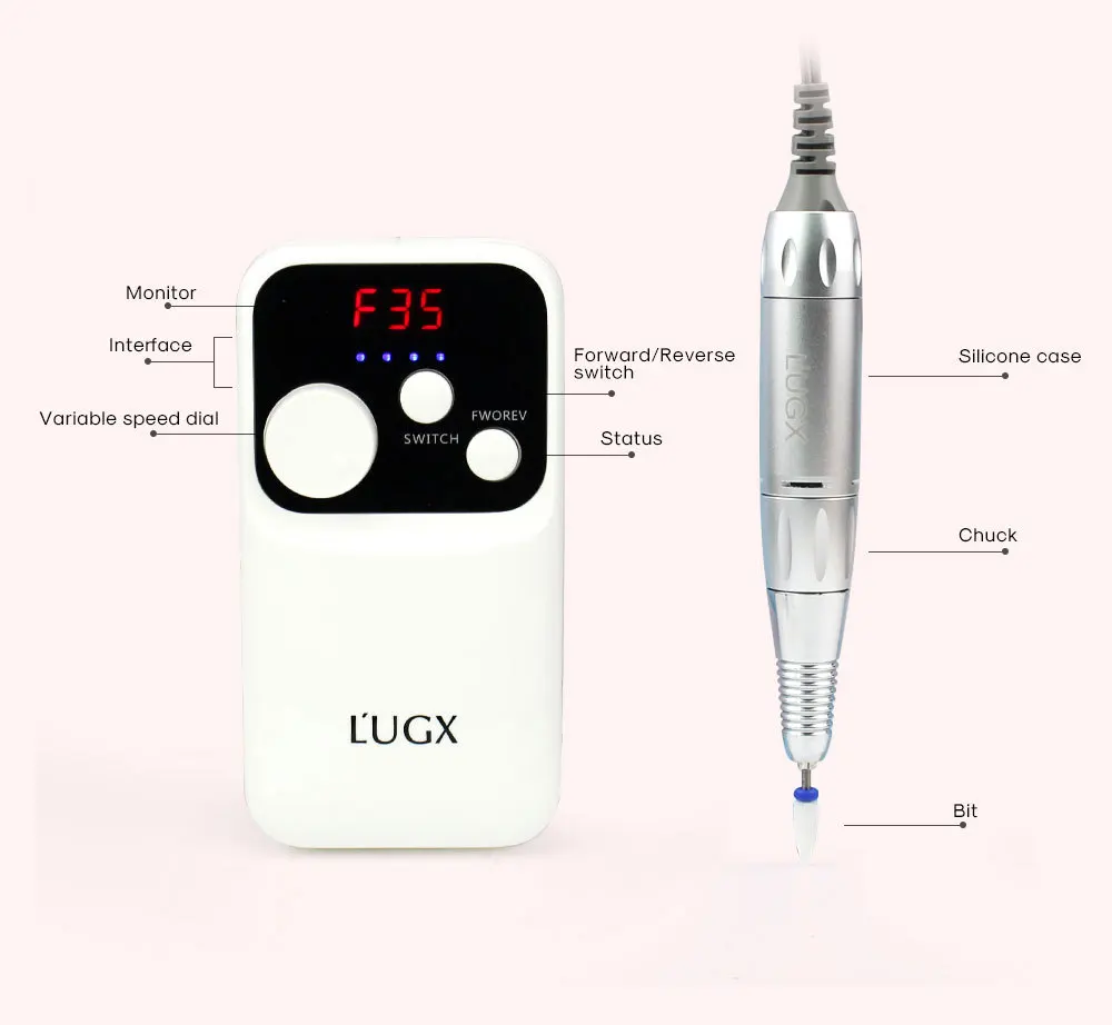 35000RPM Charging Portable Electric Manicure Drill Polishing Tool Set Nail Art Equipment Decorations for NailsLUGX 602 18W | Красота и