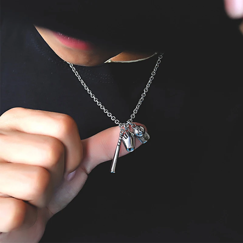 Серебряный цвет из нержавеющей стали бейсбольная спортивная подвеска ожерелье