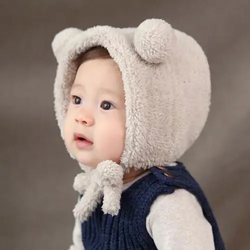 

New Fashion Baby Toddler Girls Boys Warm Cute Hats Winter Beanie Hat Cute Bear Ear Plush Cap