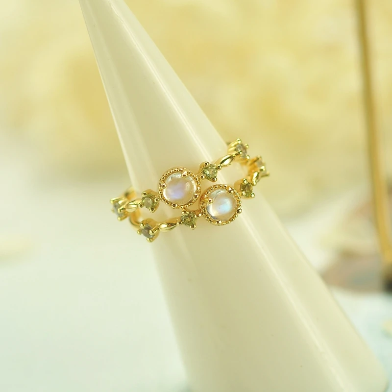 LouLeur, серебро 925 пробы, циркон, лунный камень, кольца, золото, натуральный Перидот, лунный камень, открытые кольца для женщин, роскошное ювелирное изделие, подвески