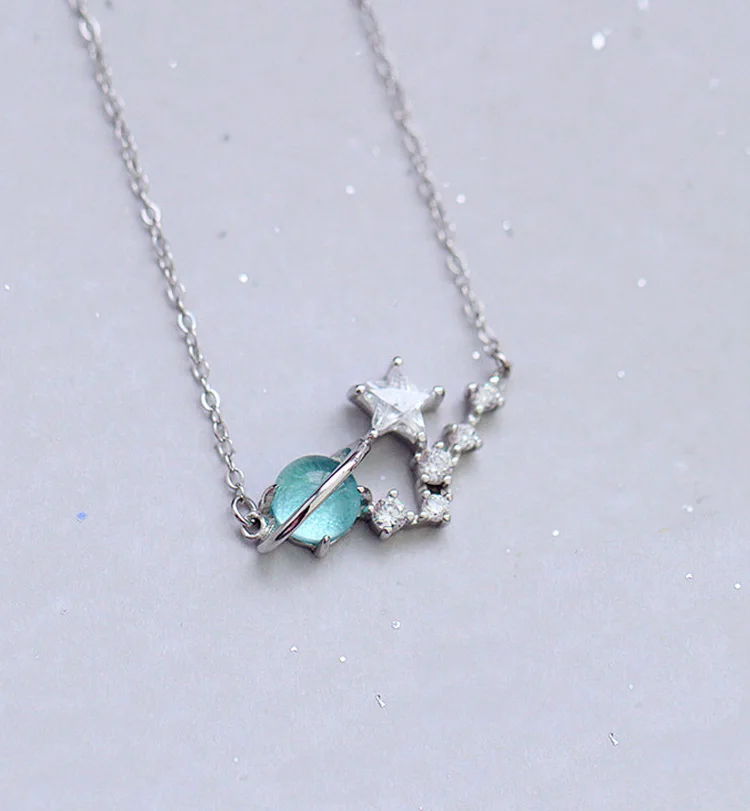 Высококачественный серебряный цвет вселенная планета Подвеска Ожерелье