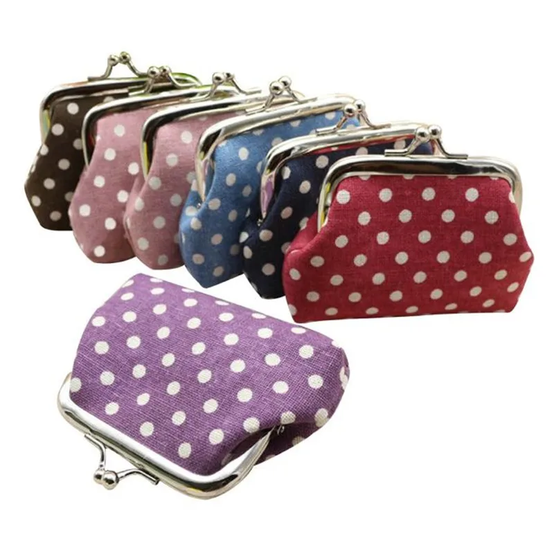Модный женский кошелек в горошек льняной Карманный Кошелек для монет сумка