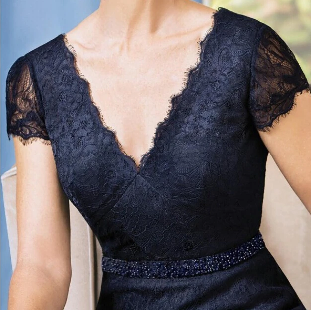 2016 кружева с коротким рукавом мать невесты платья v-образным бусины корсет спинки