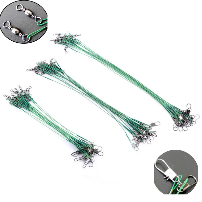 30Pcs with 10pcs for each size Steel Fishing Lure Leader Wire 15/20/25cm Trace Tool Set Line Leash | Спорт и развлечения