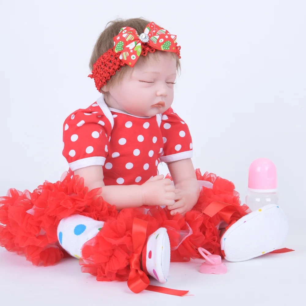 

22" 55cm Mohair Soft Cloth Body Reborn Doll Baby Girl BoyEarly Education Dolls Princess Birthday Gift Action Figure Toys