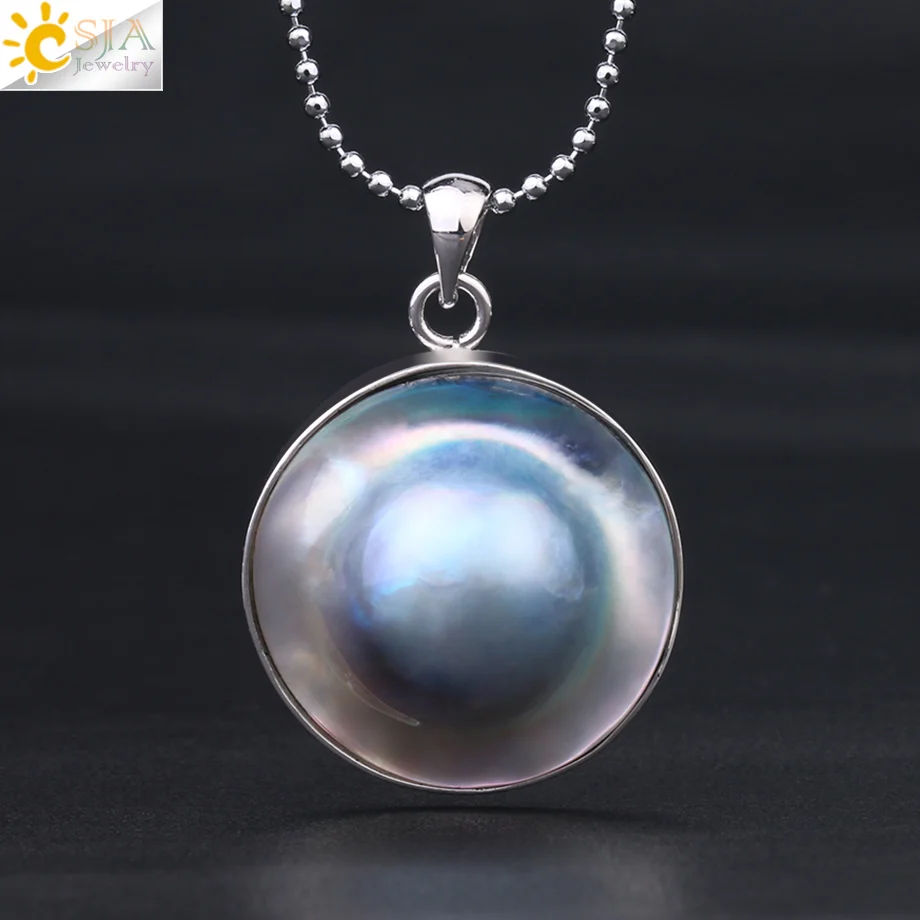 Женское полукруглый кулон CSJA ожерелье из натурального жемчуга с полукруглой