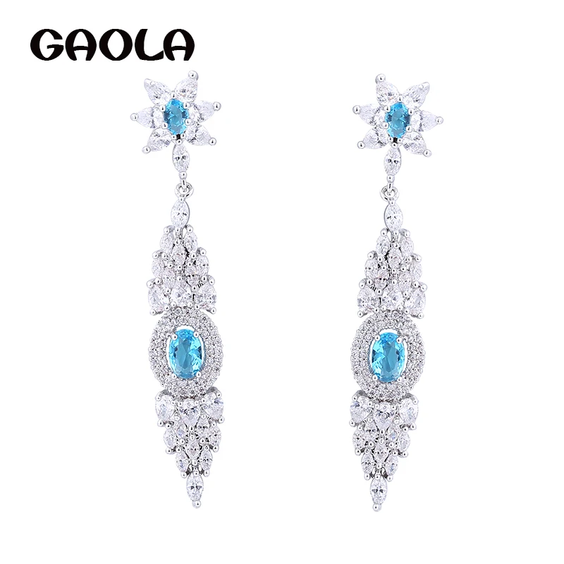 Женские серьги подвески с фианитами класса ААА|dangle earrings|womens dangle earringsearrings |