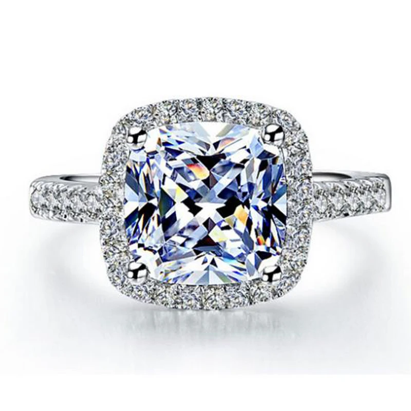 

Классические обручальные кольца из стерлингового серебра 925 пробы для женщин, модное обручальное кольцо с кубическим цирконием, ювелирное ...