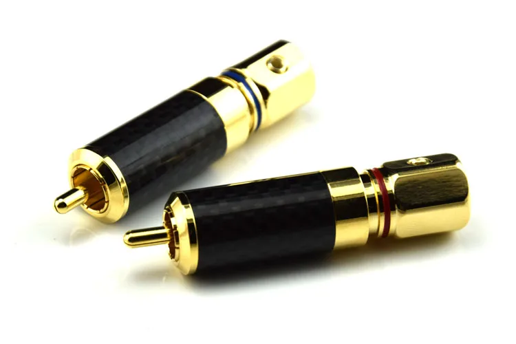 ATAUDIO 4 шт. HIFI RCA штекер Высокое качество углеродного волокна 24 К Позолоченные RCA разъемы