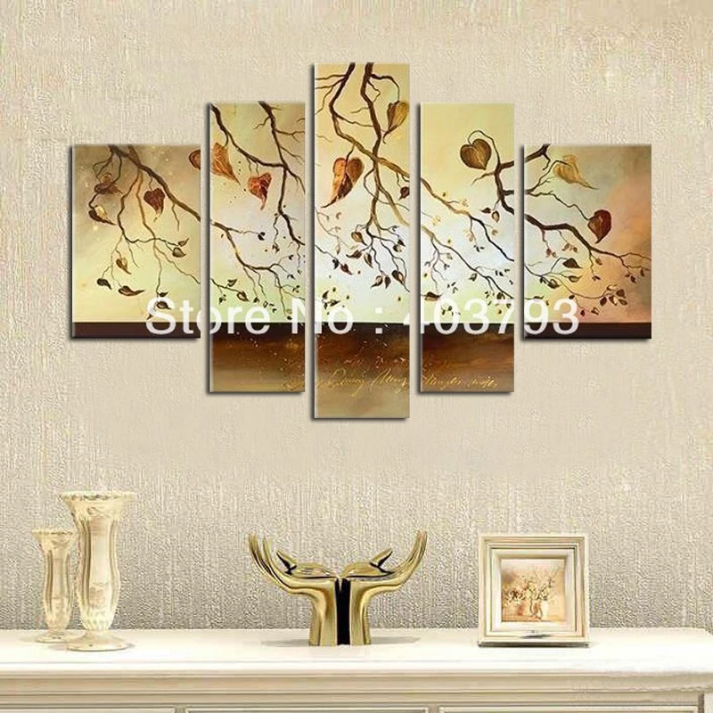 ART HANDMADE ABSTRACT OIL PAINTING ON CANVAS MODERN LEAVES DECORATIVE WALL PICTURES HOME DECOR