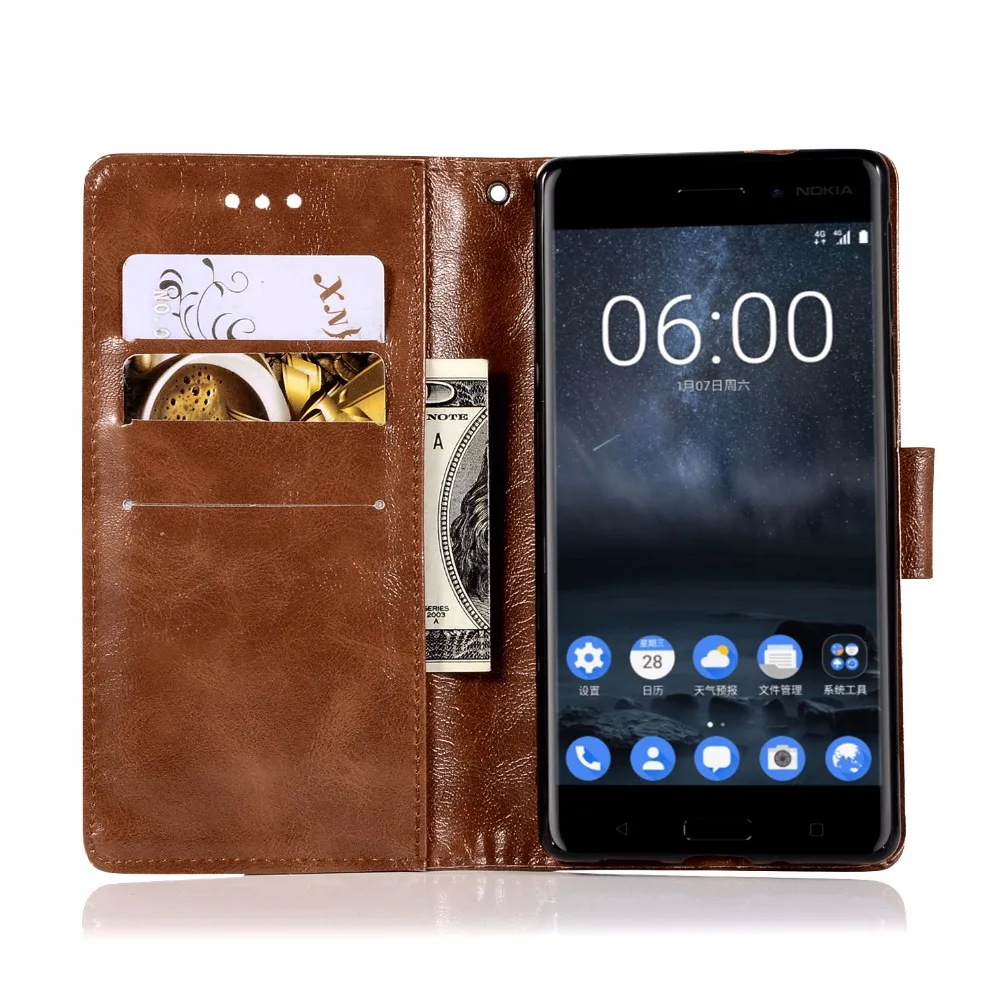 Винтажный чехол для Nokia 3 с откидной крышкой из кожи винтажный черный 5 карман карт