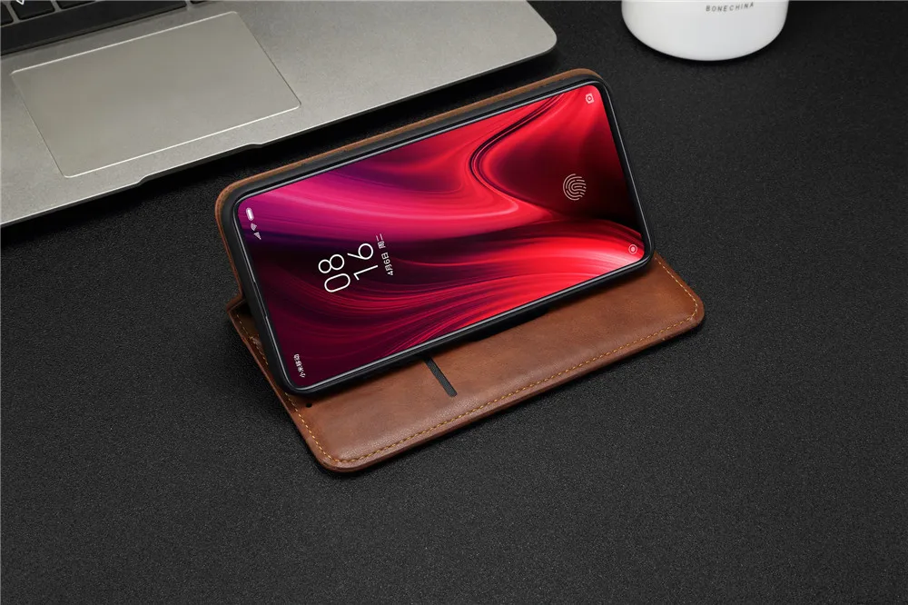 Чехол-книжка Red mi K20 Pro с магнитной застежкой для Xiaomi mi 9t Pro, роскошный кожаный чехол-портмоне в стиле ретро, держатель для карт, красный чехол для телефона mi K20