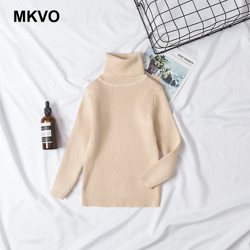 Корейский осенне-зимний свитер с высоким воротником для маленьких девочек