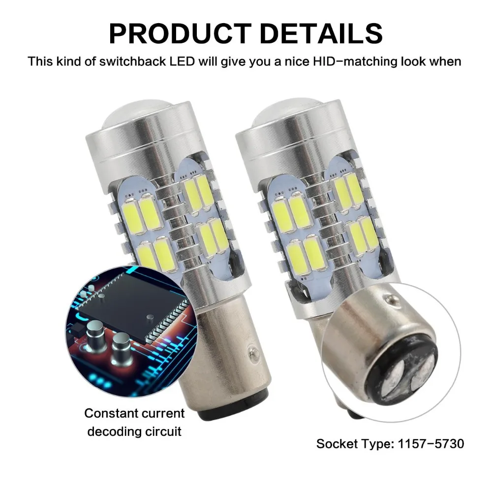Oslamp 2 шт. 1157 BAY15D белая красная светодиодная лампа P21/5 Вт 21 5730 SMD лампы заднего хода