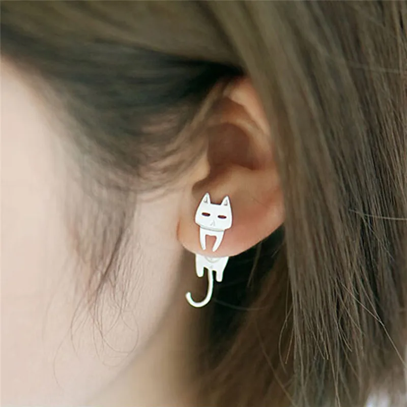 ROXI 925 серебро кошка рыба серьги гвоздики для женщин подарок гипоаллергенные стерлинговые серебряные серьги ювелирные изделия Букле d'oreille