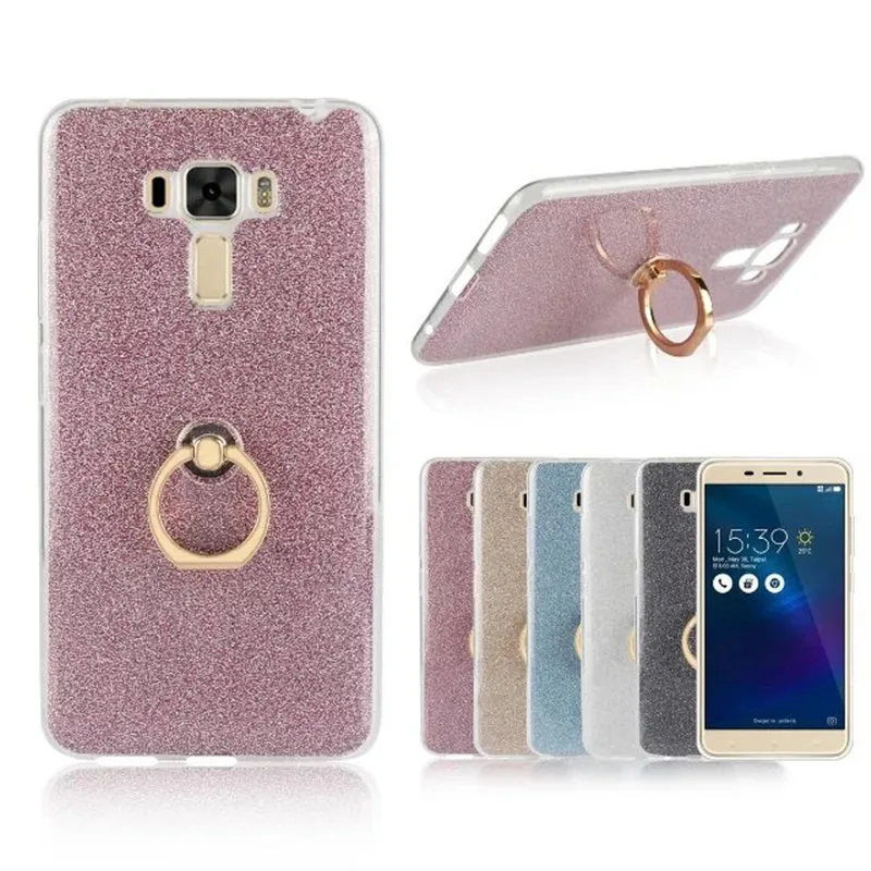 Блестящий Мягкий чехол для телефона из ТПУ с кольцом на палец Asus ZenFone 3 Laser ZC551KL
