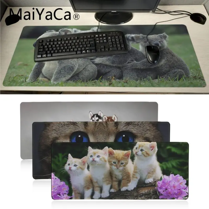 Maiyaca-alfombrilla de ratón con borde de bloqueo para juegos, tapete para teclado, tapete de mesa, tapete de escritorio de gato, Husky, mapache, koala