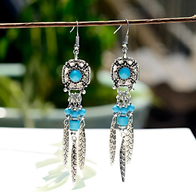 Женские винтажные серьги подвески Jhumka этнические Длинные бусы с кисточкой из