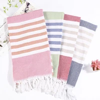 turkish bath towel with tassel soft terry cloth oversized striped adult beach towel extra large bath sheet scarf absorbent