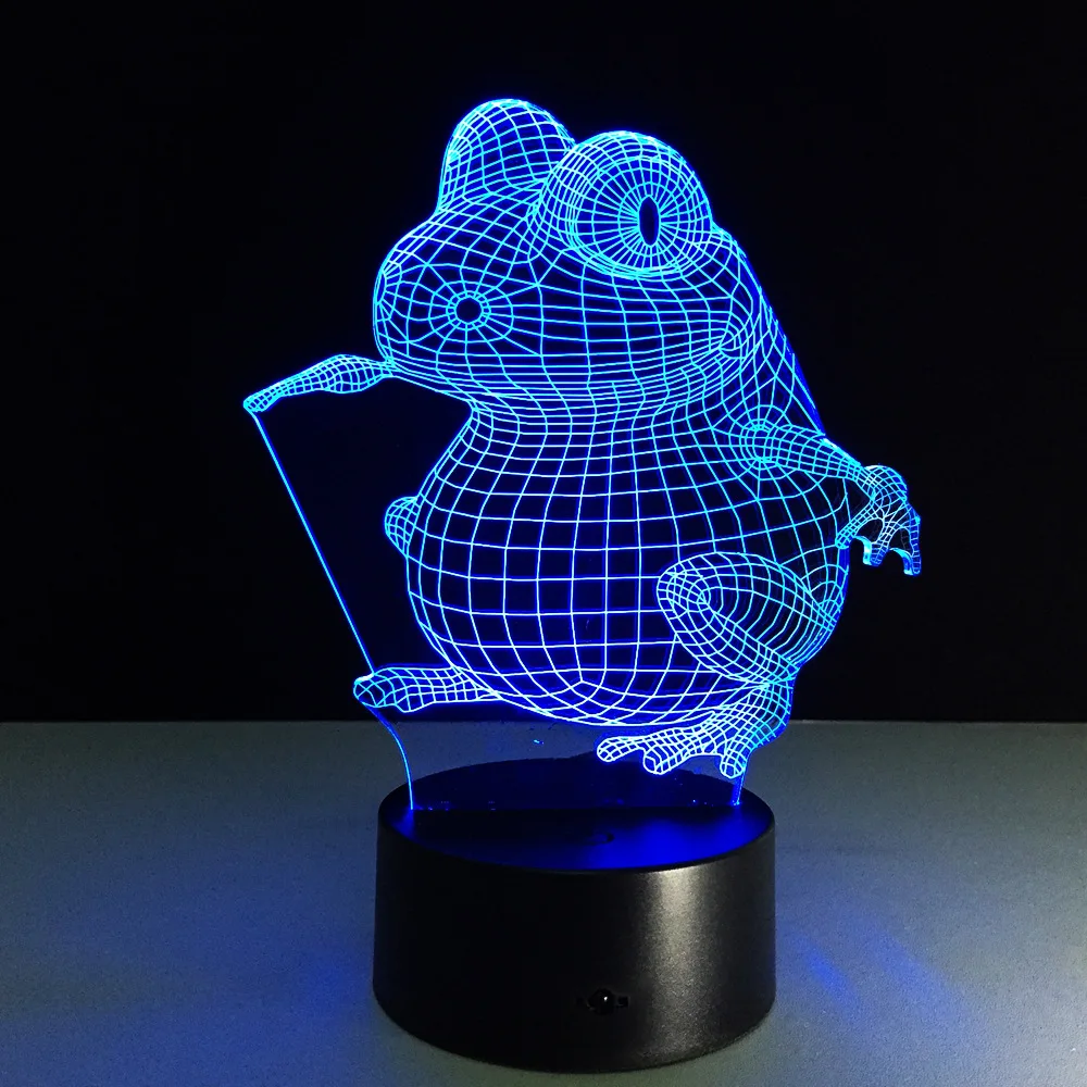Цветной СВЕТОДИОДНЫЙ ночсветильник в виде лягушки 3D Настольная лампа с USB для