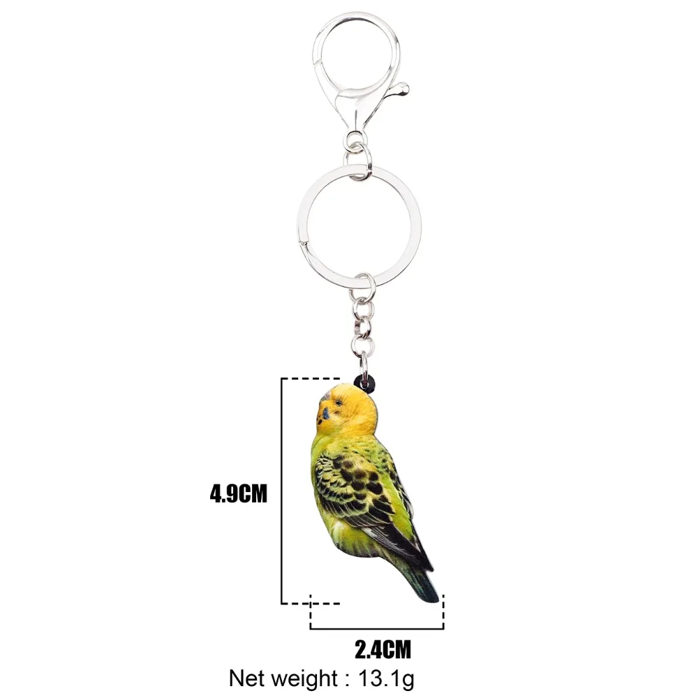 Bonsny акриловые Budgerigar попугай птица брелок кольцо Уникальный животных Ювелирные изделия для женщин обувь девочек Сумка