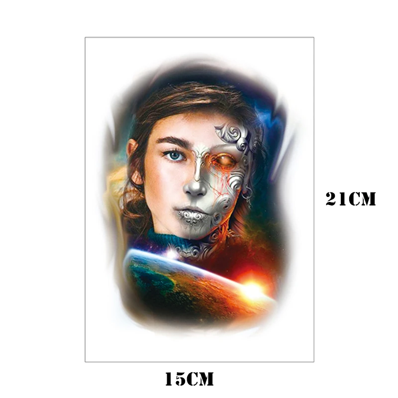 Маска девушка Временные татуировки стикер 15*21 см флэш тату s водонепроницаемая