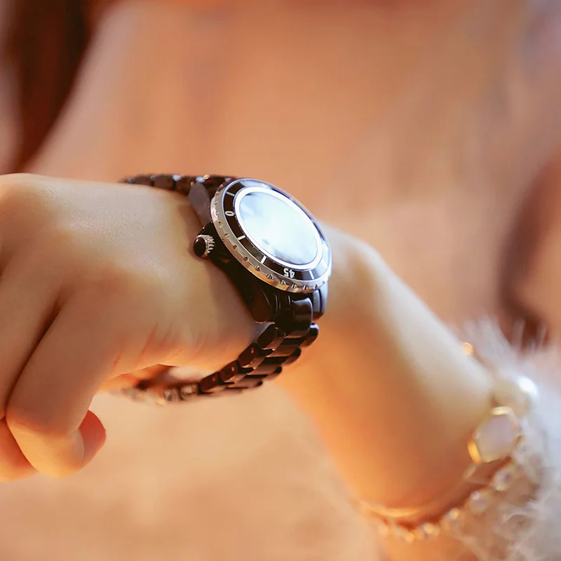 Новинка 2017 женские часы повседневные Роскошные наручные montre femme с керамическим