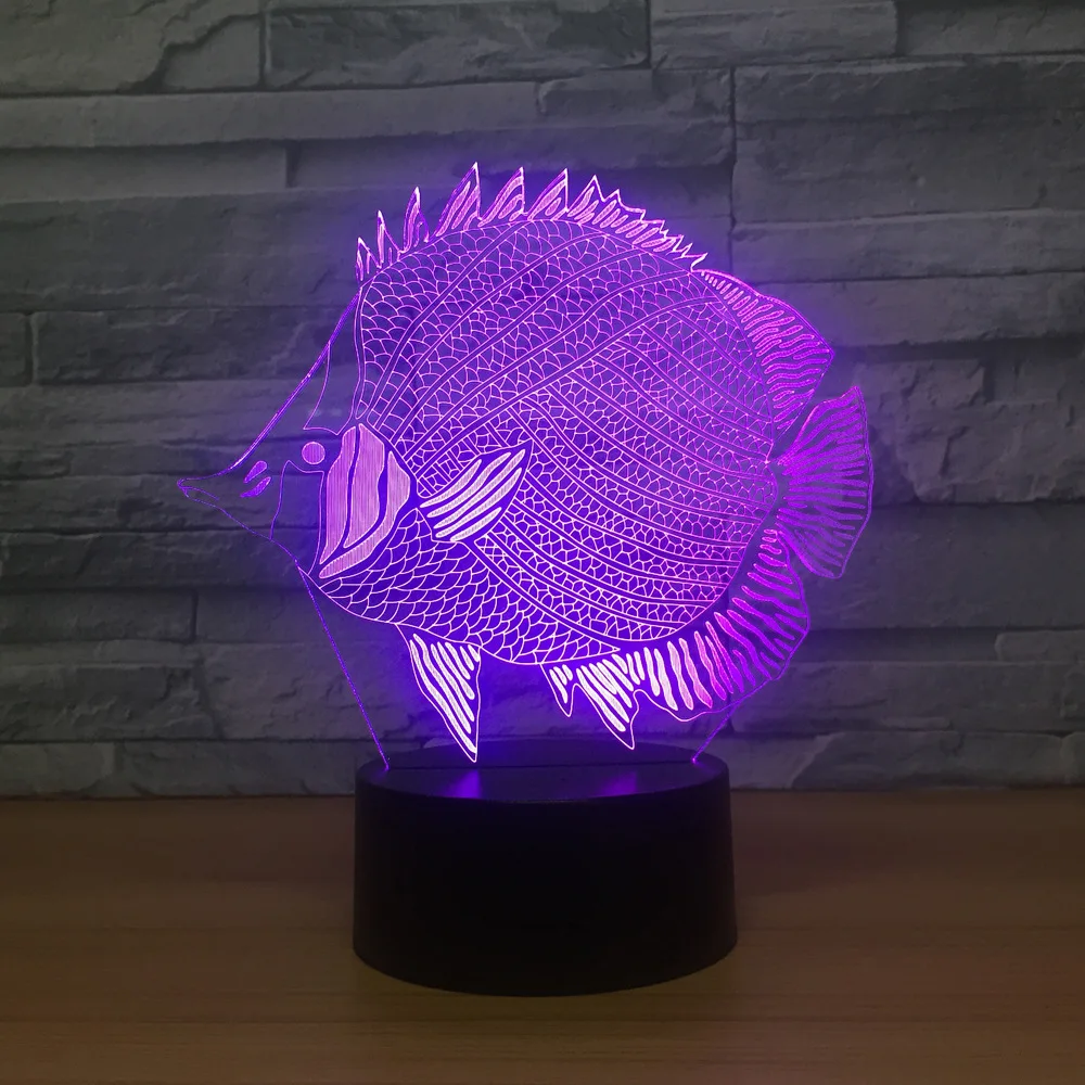 3d светильник в виде маленькой рыбы светодиодный акриловый сенсорный цветной