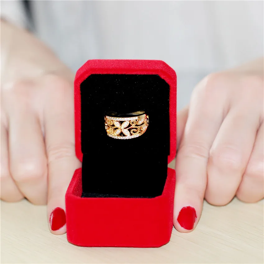 Uloveido роскошное обручальное кольцо золотого цвета с цветком и цирконием открытые