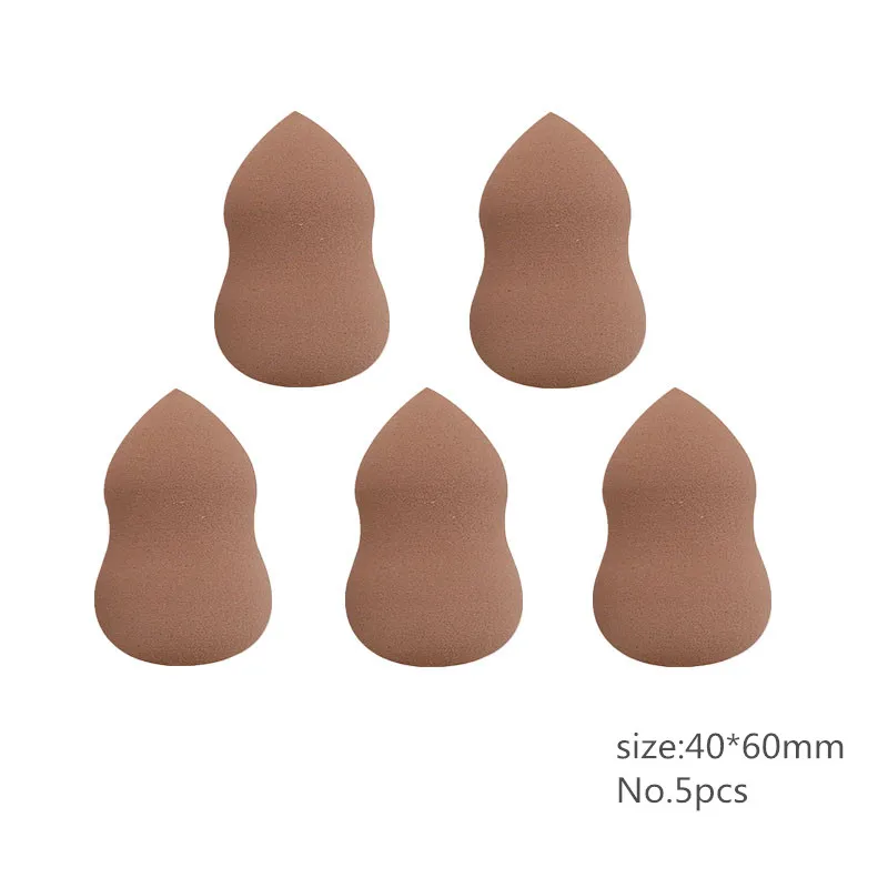 5PCS 1/3/5/6 шт. Кофе Цвет пуховка для нанесения основы под макияж губки косметическая губка для смешивания, порошок Гладкий макияж инструмент для девочек YA96 - Цвет: 5PCS