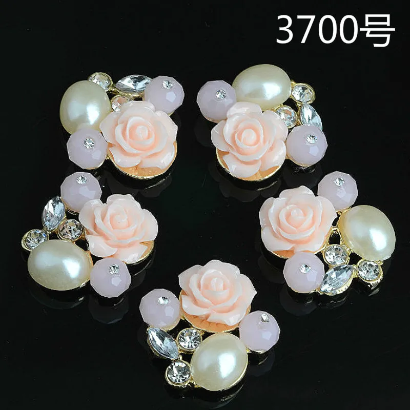 

10pc 22*34mm Gold Color Alloy Material Resin Flower Charm Pearl pendant For DIY Handmade Wedding Hair Jewelry Making Accessories