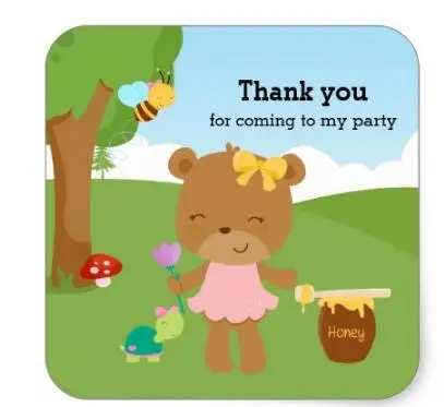 

1.5inch Cute honey bear square sticker