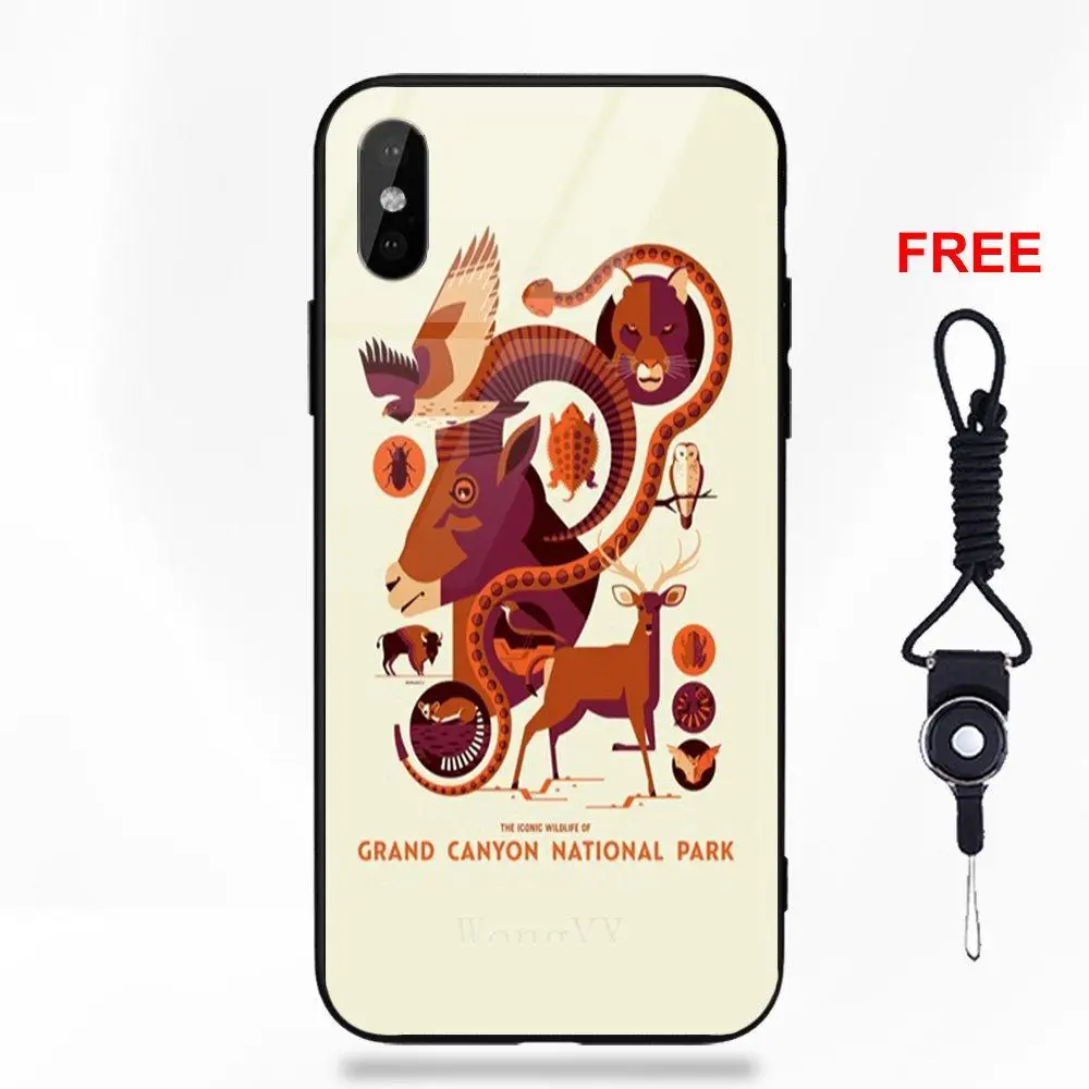 Yosemite National Park Poster Silicone TPU Frame Tempered Glass Capa Case For Apple iPhone X XS Max XR 5 5C 5S SE 6 6S 7 8 Plus | Мобильные