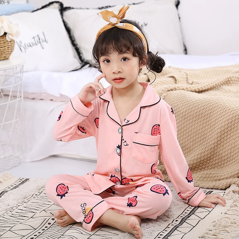 Хлопковый Детский комплект с длинными рукавами костюм кардиганом одежда для сна